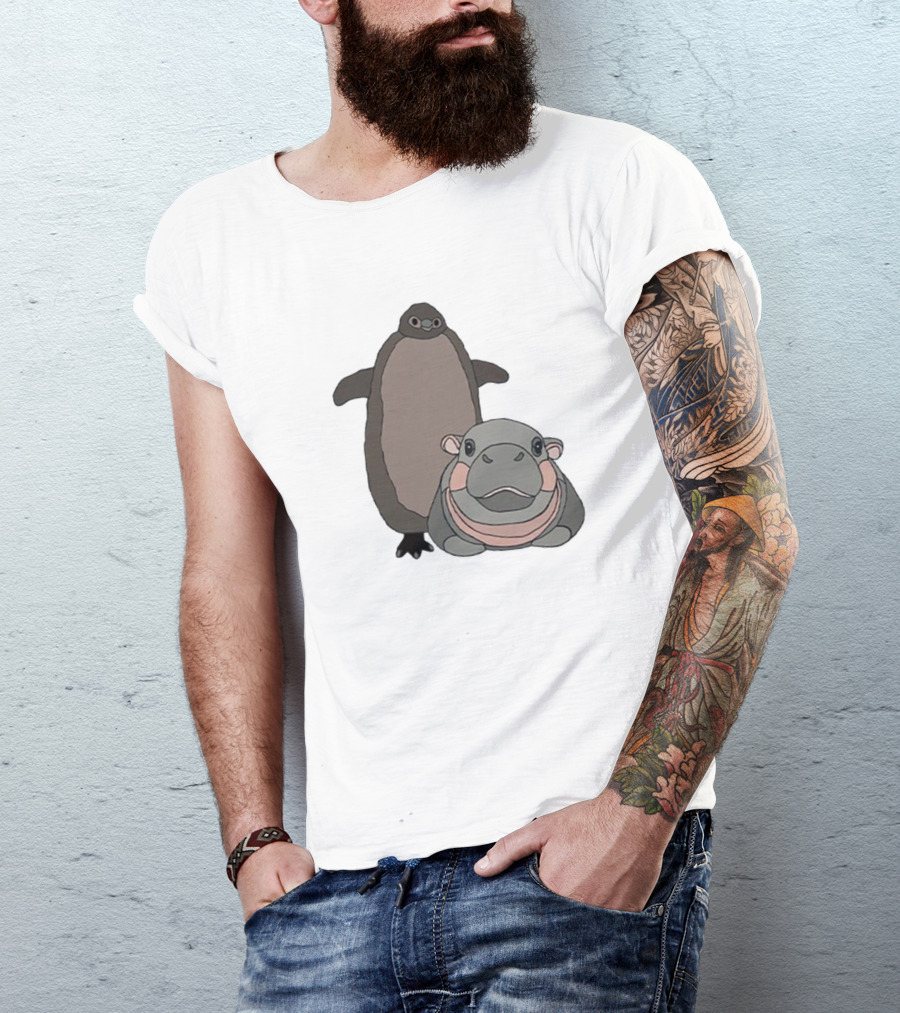 Pesto The Penguin And Moo Deng The Baby Hippo Friends Adventure T-Shirt