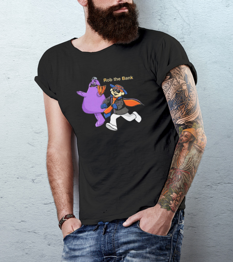 Rob The Bank With Purple Character Duo In New York T-Shirt
