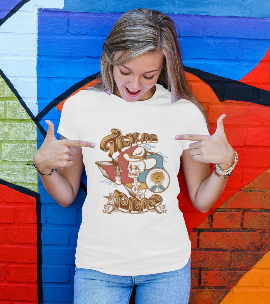Texas Dead Skeleton Cowboy Rose Austin Texas T-Shirt
