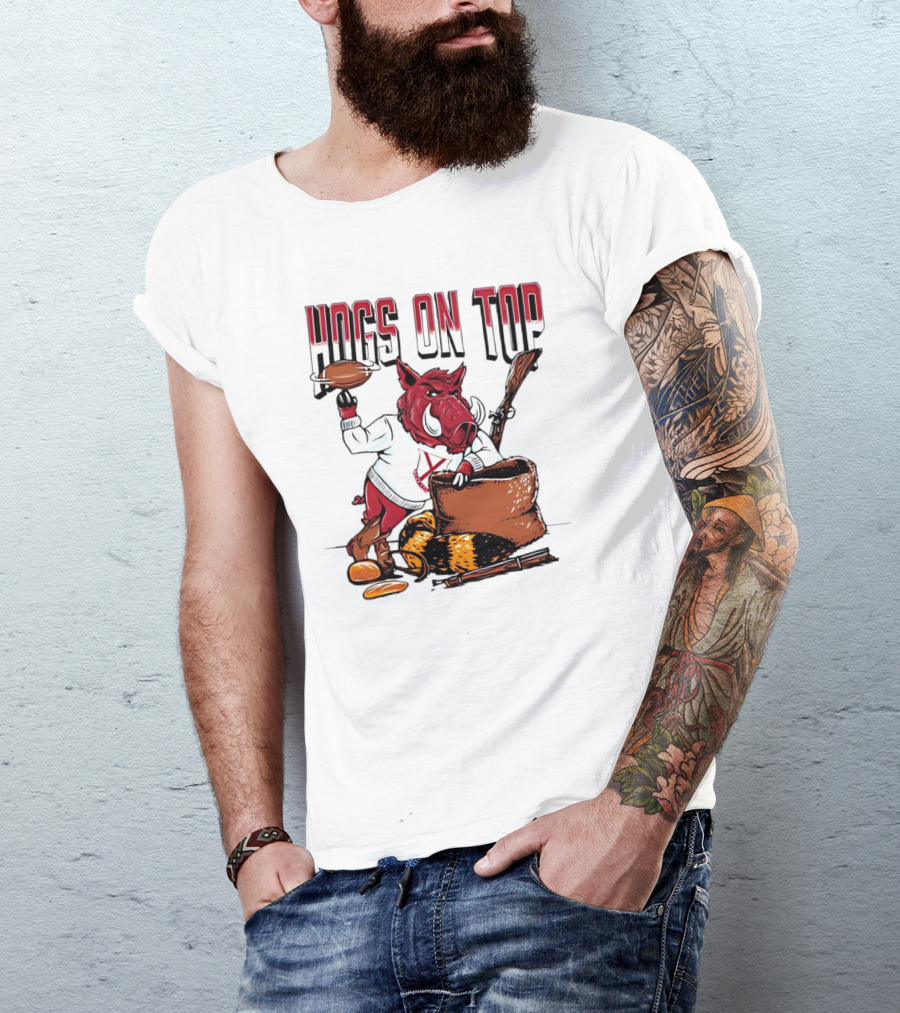 Hogs On Top Arkansas Razorbacks Football T-Shirt