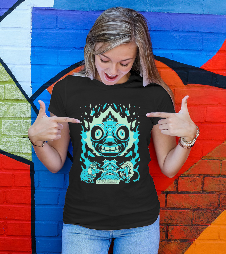 Dinosaur Link And Zelda With Majora's Mask Moon The Moon? I Thought It Would Be An Asteroid T-Shirt
