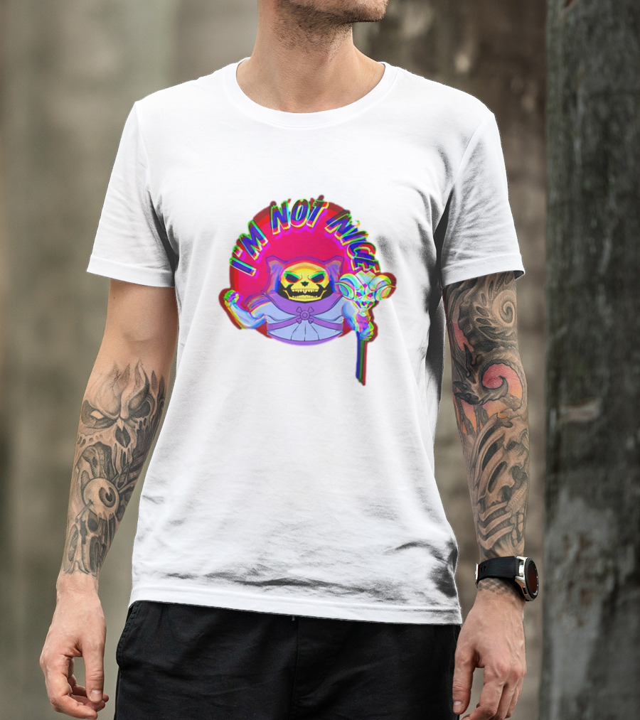 I'm Not Nice Glitch Skull Staff Villain T-Shirt
