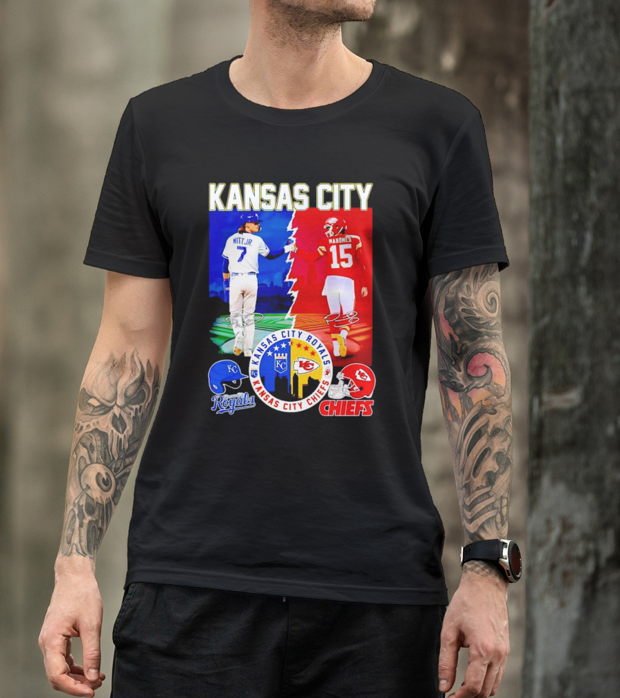 Kansas City Royals Witt Jr Chiefs Mahomes Signatures T-Shirt