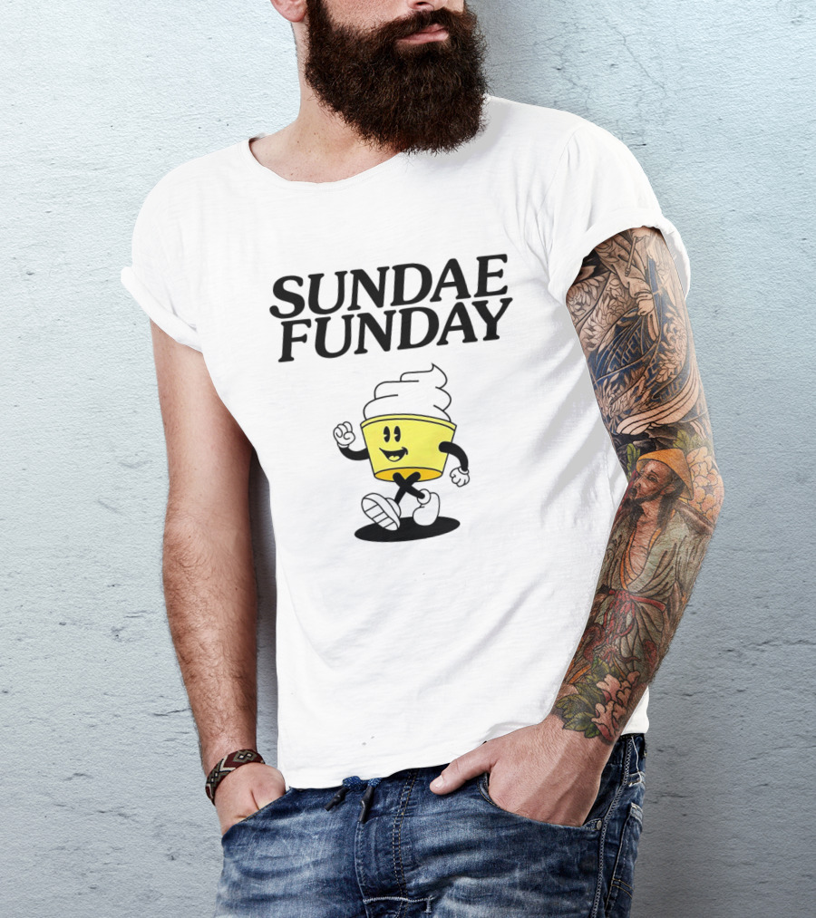 Sundae Funday Smiley Face Walking Ice Cream Cup T-Shirt