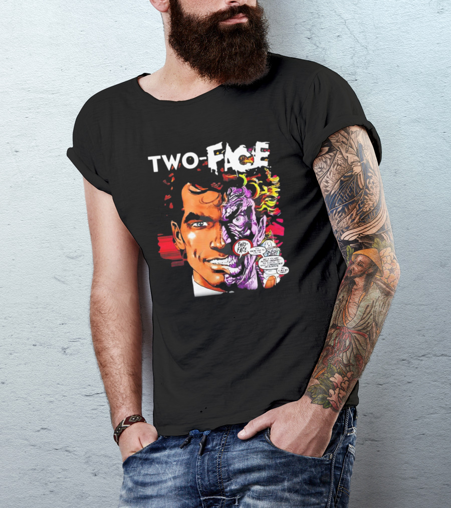 TWO-FACE DC Comics Character Split Face Villain Text Bubble T-Shirt