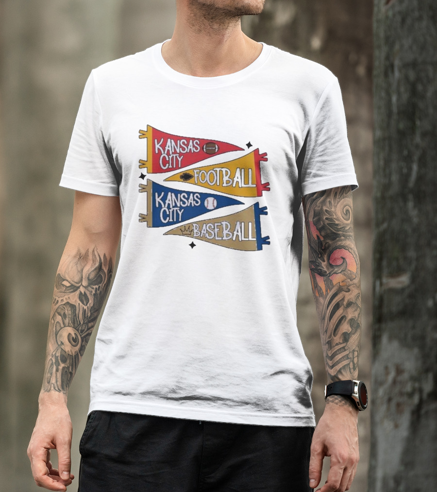 Kansas City Football Kansas City Baseball Pennant Icons T-Shirt