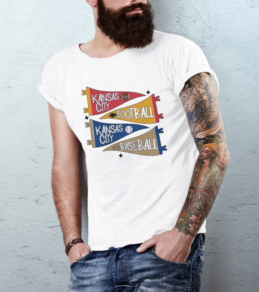 Kansas City Football Kansas City Baseball Pennant Icons T-Shirt