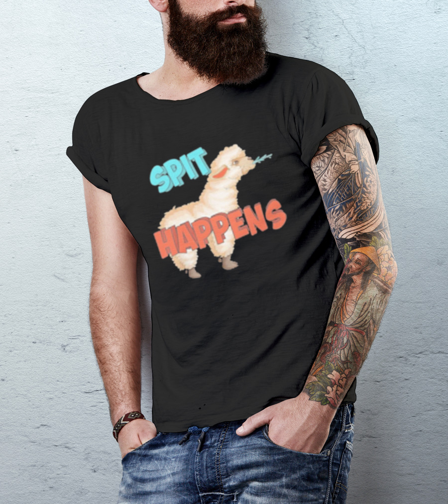 Spit Happens Llama Alpaca Chewing T-Shirt