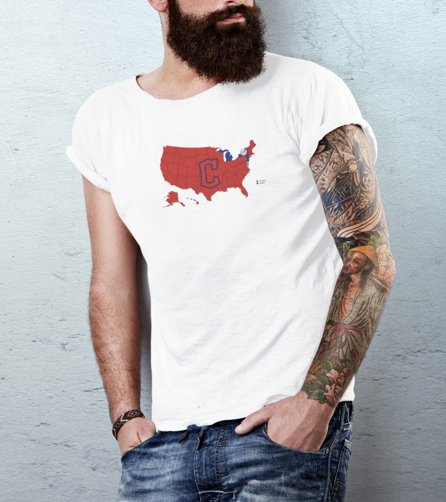 Map Of Who America Is Rooting For In The NLCS Cleveland Guardians MLB Logo USA Outline T-Shirt