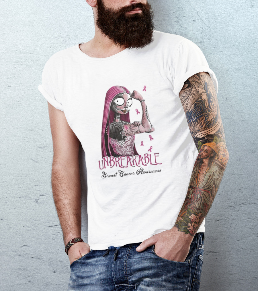 Unbreakable Warrior Breast Cancer Awareness Sally The Nightmare Before Christmas T-Shirt