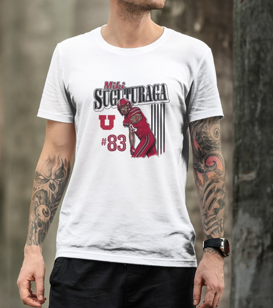 Miki Suguturaga Utah Utes Football #83 Cartoon Player T-Shirt