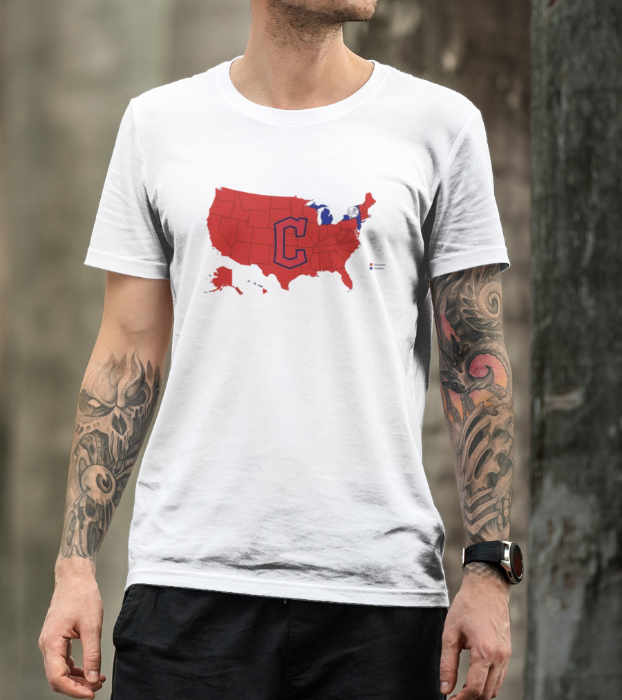 Map Showing Cleveland Guardians Dominance Over New York Yankees In ALCS Fan Support Across America T-Shirt