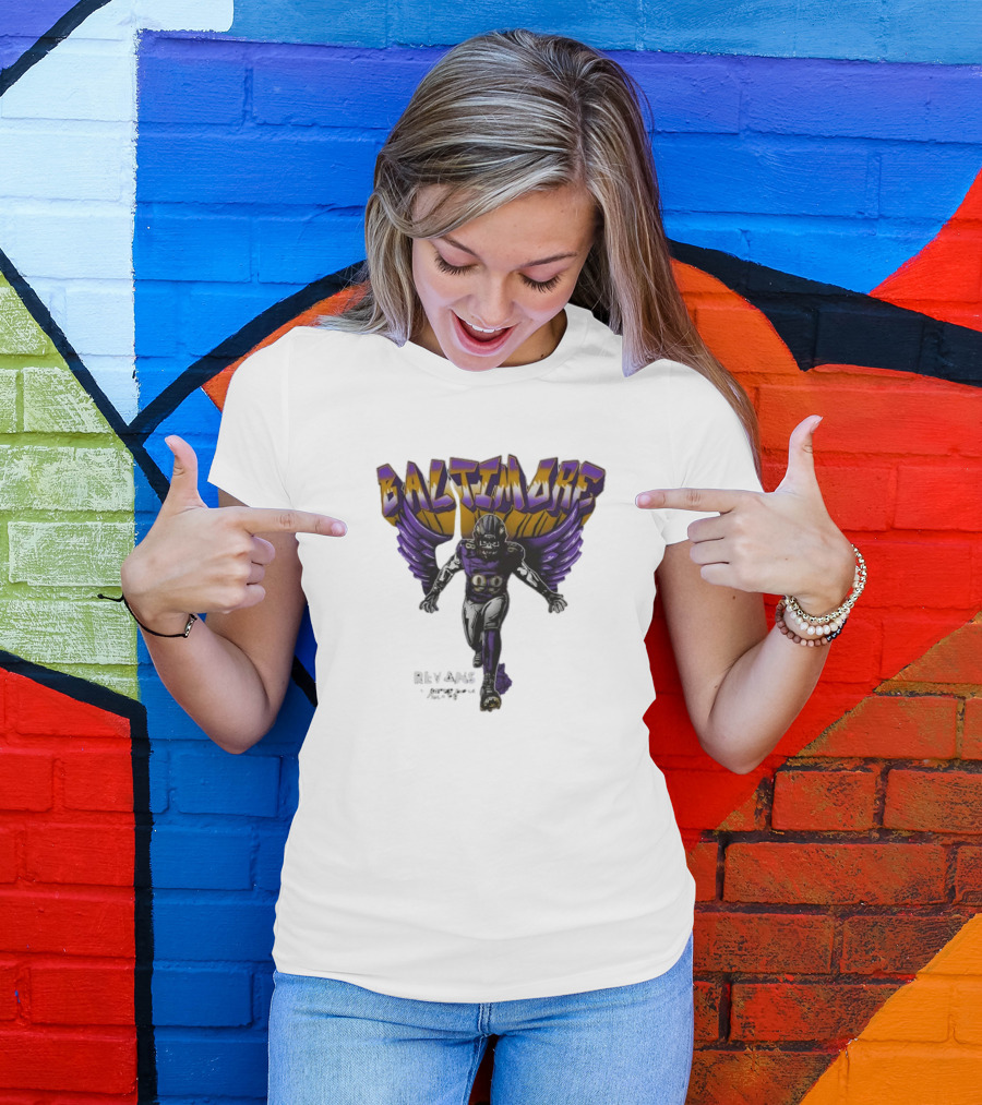 Baltimore Ravens Superbowl Champ Football Player With Ravens Wings T-Shirt