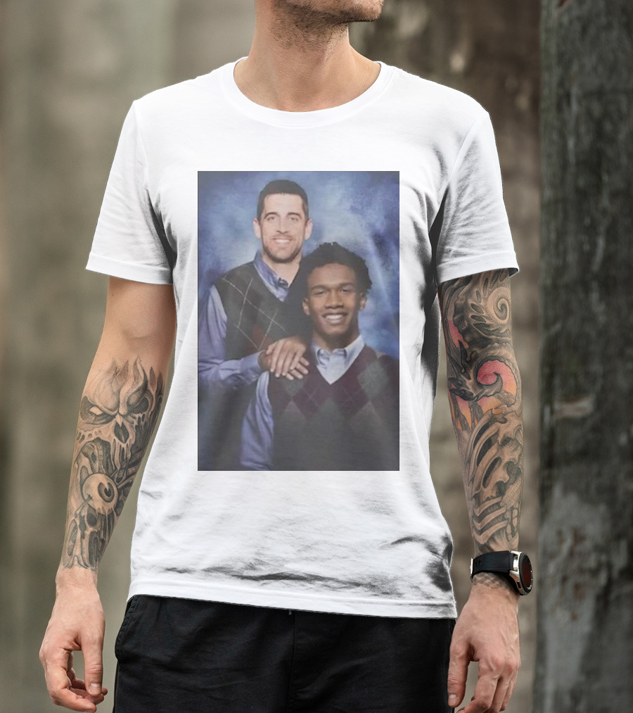 Step Brothers Aaron Rodgers Garrett Wilson New York Jets Portrait Mockup T-Shirt