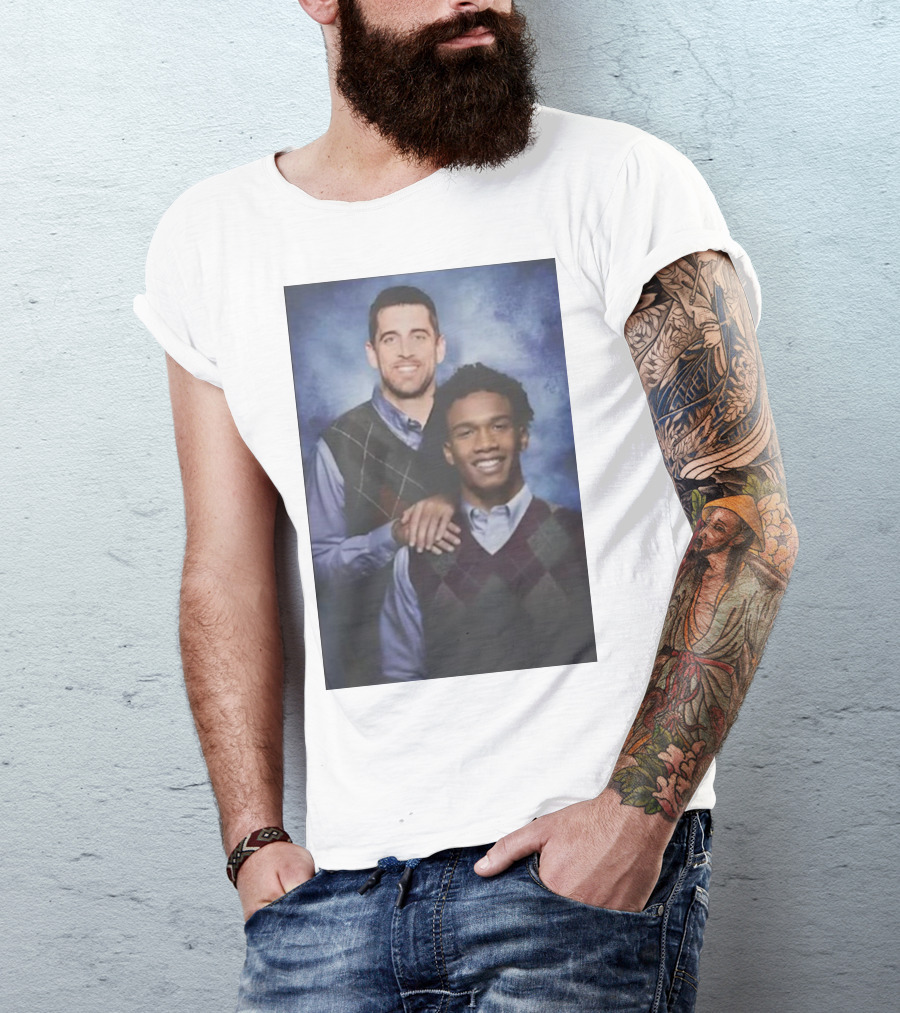 Step Brothers Aaron Rodgers Garrett Wilson New York Jets Portrait Mockup T-Shirt