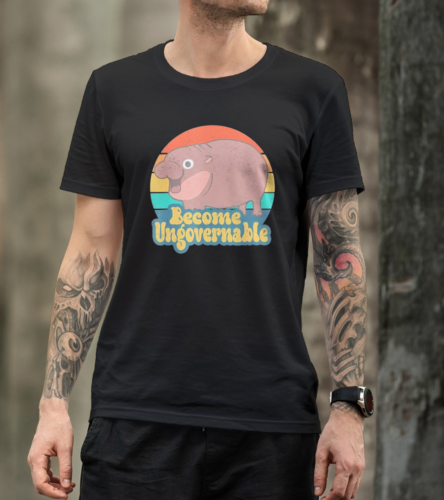 Become Ungovernable Vintage Retro Cartoon Hippo T-Shirt
