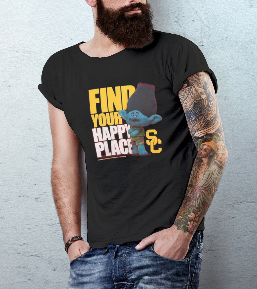 USC Trojans Find Your Happy Place SC Branch Trolls T-Shirt