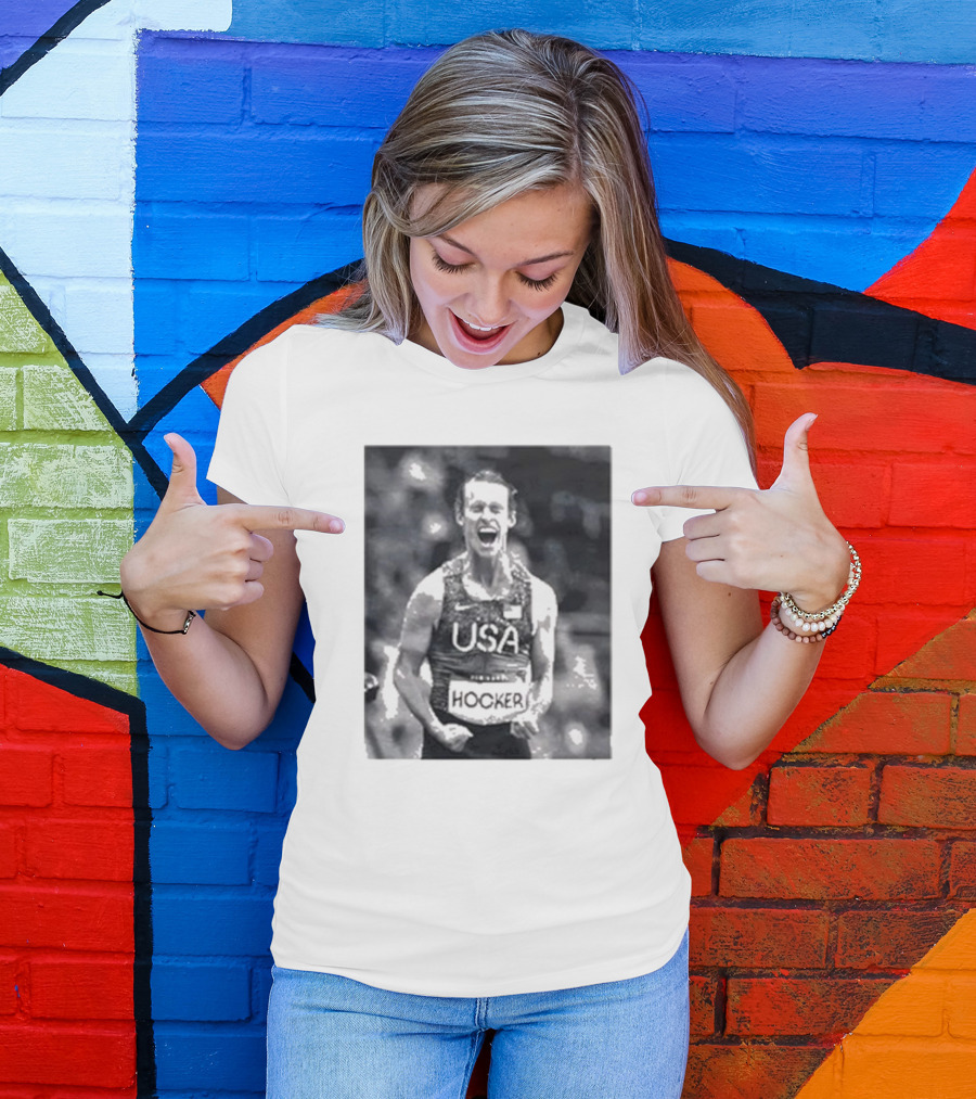 USA Cole Hocker Olympic Photo Signature T-Shirt