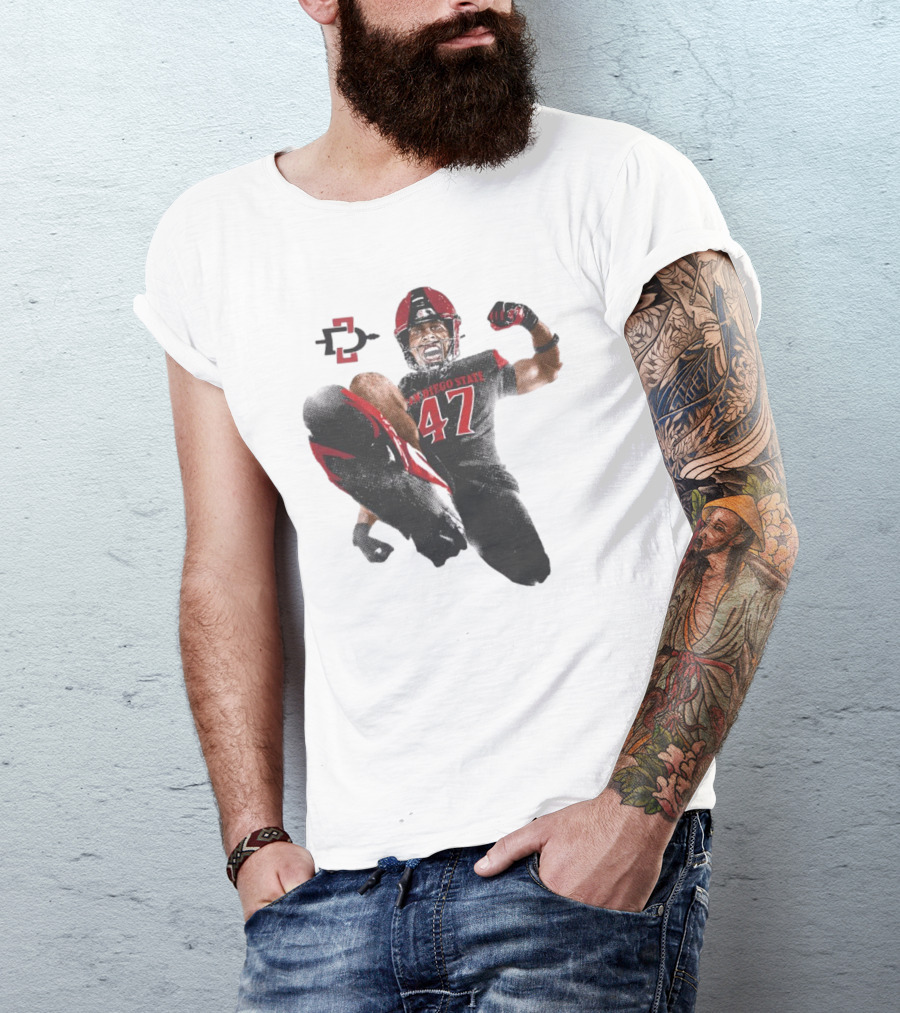 Trey White San Diego State Aztecs 47 Football Jump T-Shirt
