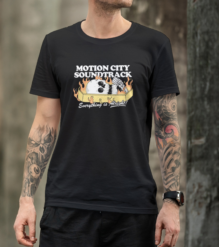 Motion City Soundtrack Everything Is Alright Skeleton In Coffin With Flames T-Shirt