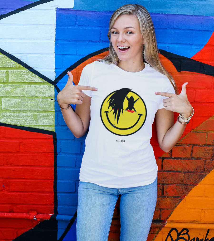 My Chemical Romance Smiley Symbol Eat Shit Face With Hair And Piercing T-Shirt