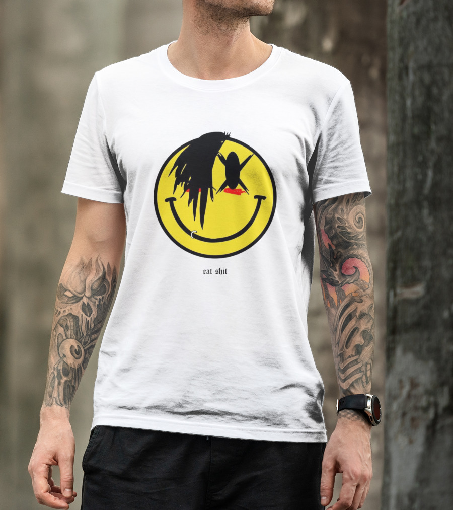 My Chemical Romance Smiley Symbol Eat Shit Face With Hair And Piercing T-Shirt