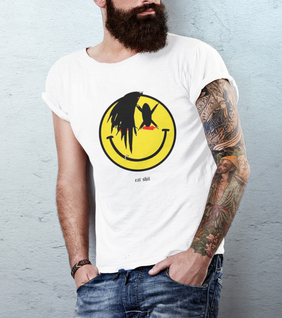 My Chemical Romance Smiley Symbol Eat Shit Face With Hair And Piercing T-Shirt