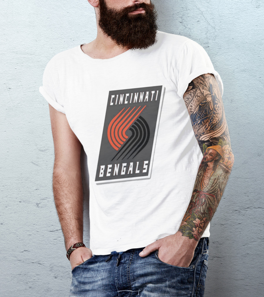 Cincinnati Bengals X Portland Trail Blazers Mashup Logo NFL NBA T-Shirt