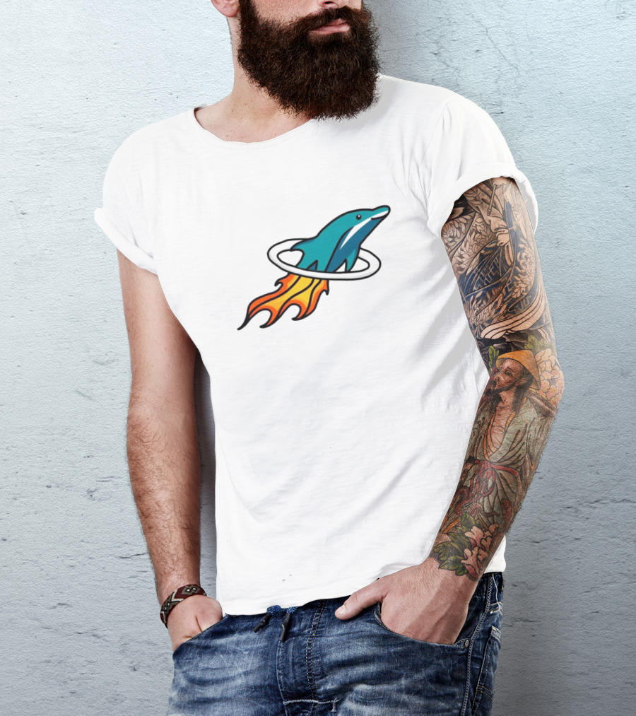 Dolphins X Rockets Crossover Logo Mashup T-Shirt