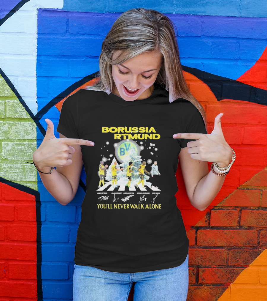 Borussia Dortmund BV Celebrate Christmas Signatures You'll Never Walk Alone T-Shirt