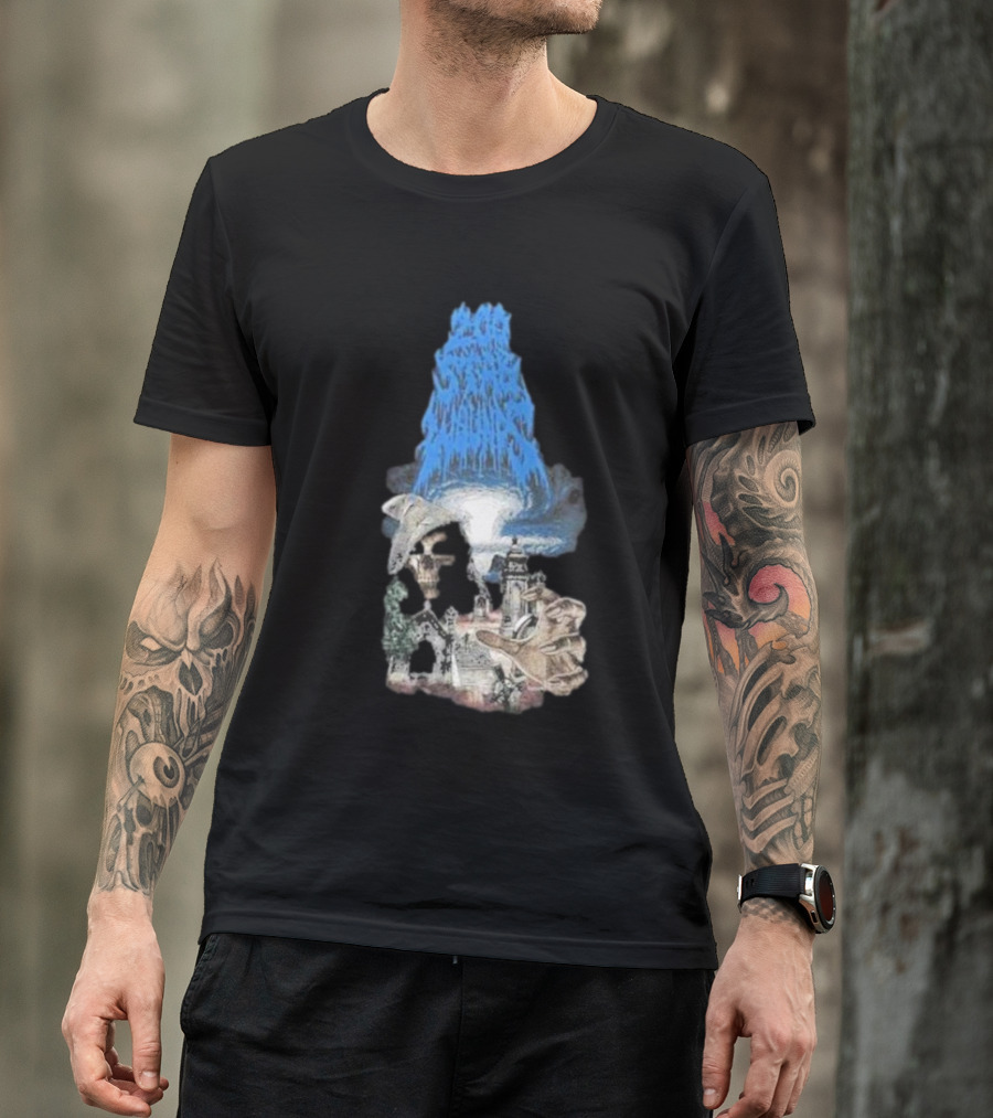 Down Right Merch 200 Stab Wounds Grim Reaper Skull Lighthouse Scene T-Shirt