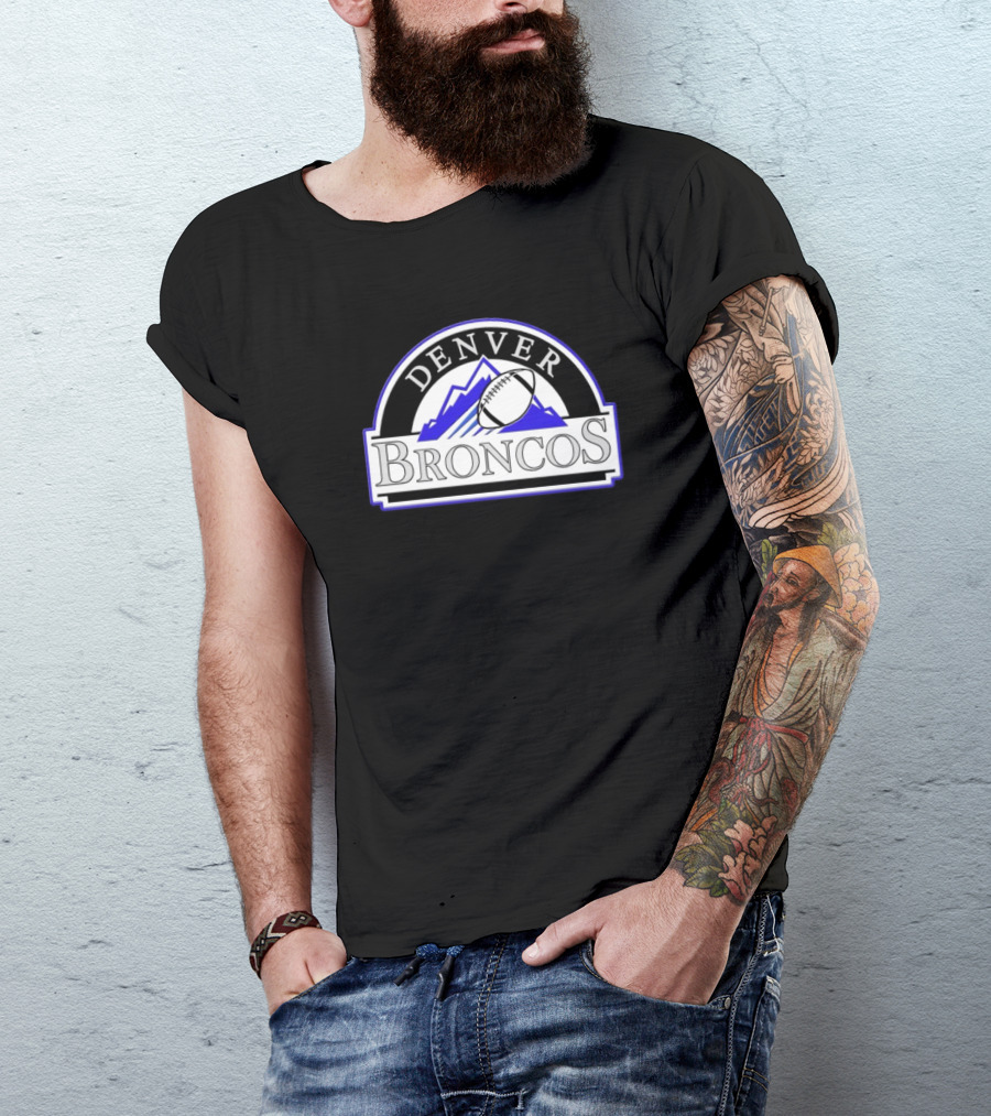 Denver Broncos Colorado Rockies Logo Mashup NFL MLB T-Shirt