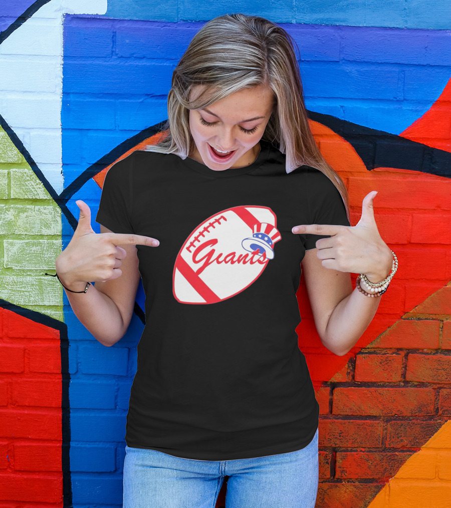 Giants Football Mashup With Yankees Hat NFL X MLB Collaboration T-Shirt