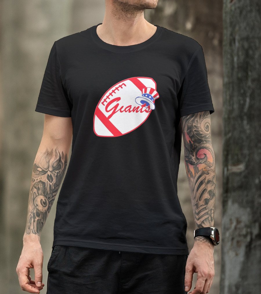 Giants Football Mashup With Yankees Hat NFL X MLB Collaboration T-Shirt