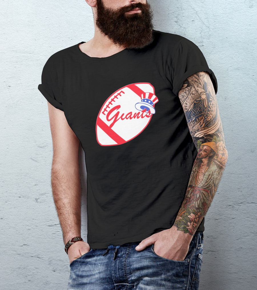 Giants Football Mashup With Yankees Hat NFL X MLB Collaboration T-Shirt