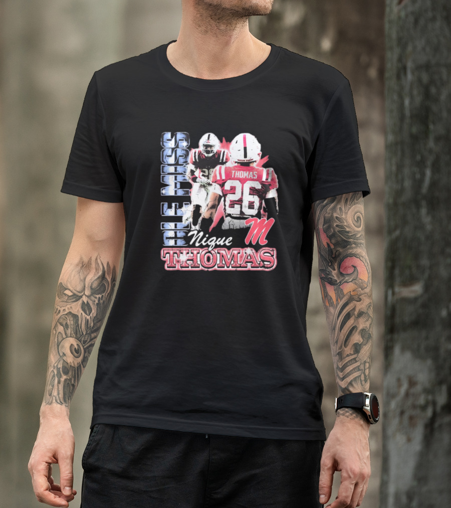 Ole Miss Rebels Domonique Nique Thomas 26 Football 90s T-Shirt