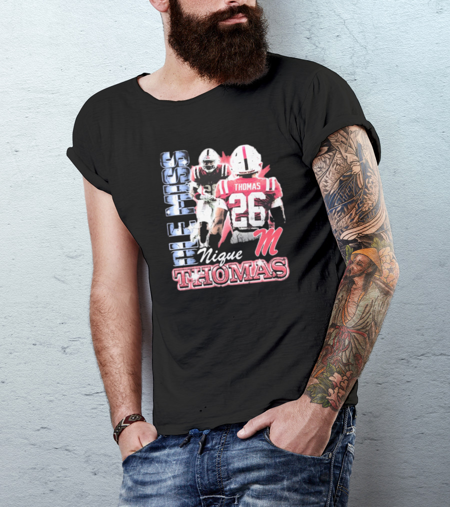 Ole Miss Rebels Domonique Nique Thomas 26 Football 90s T-Shirt