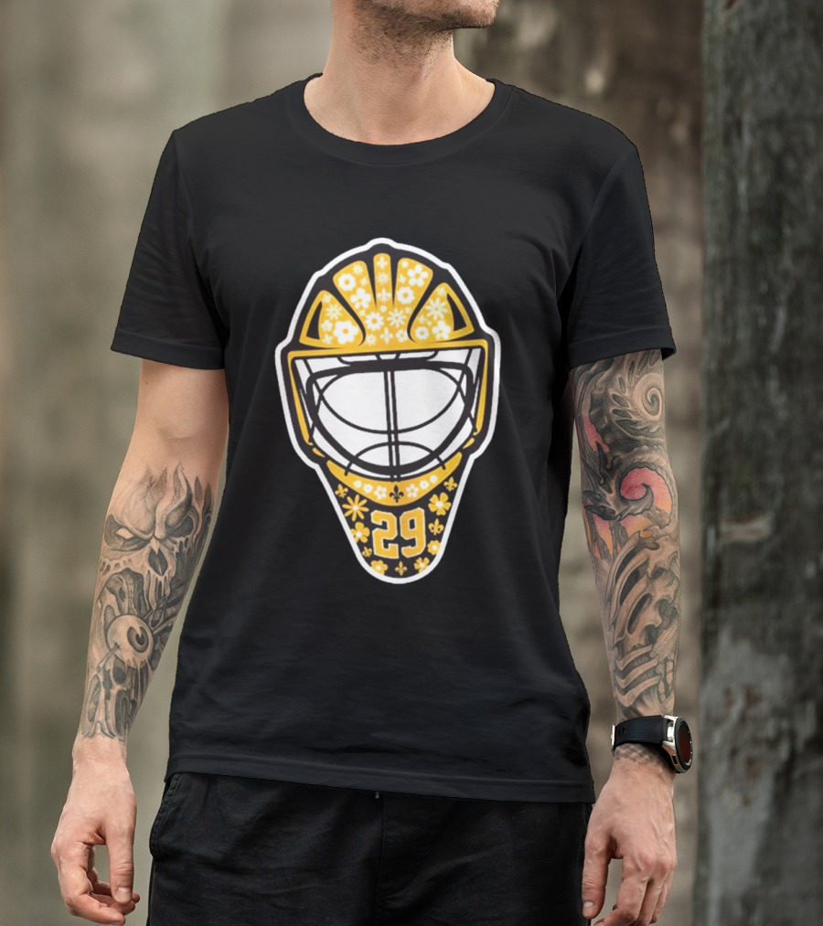 Marc-Andre Fleury 29 Pittsburgh Penguins NHL Goalie Mask Floral T-Shirt