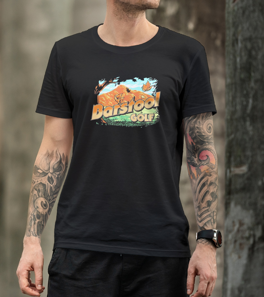Golf Fall Mountain Scene With Leaves T-Shirt
