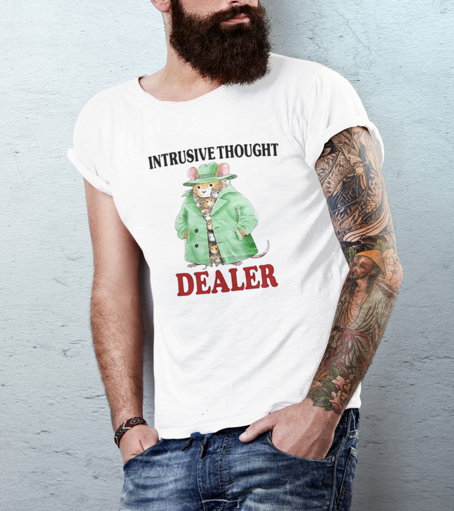 Intrusive Thought Dealer Mouse In Trench Coat T-Shirt