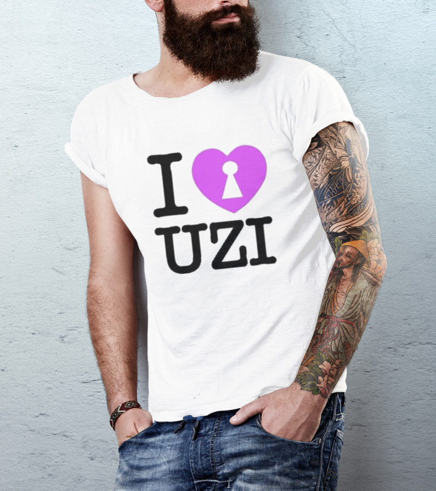 I Love Heart Keyhole Uzi T-Shirt