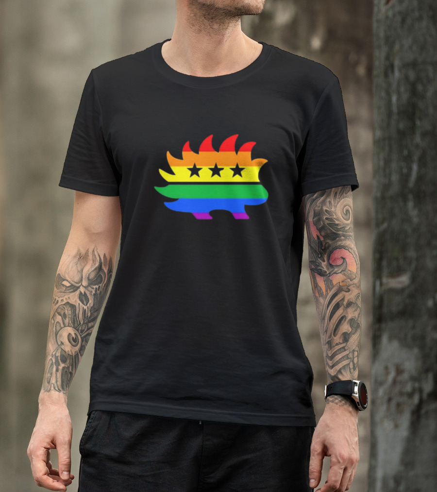 Dr. Simon Goddek Libertarian Porcupine Rainbow Flag Stars T-Shirt
