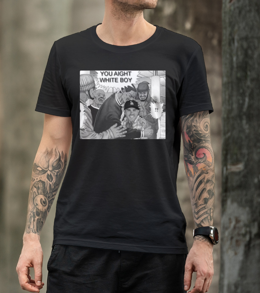 Freddie Freeman LA Dodgers You Aight White Boy Manga T-Shirt