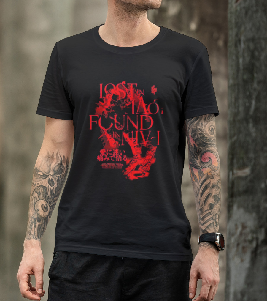 Miyavi Red Text Lost In Love, Found In Pain Pigment Dye T-Shirt