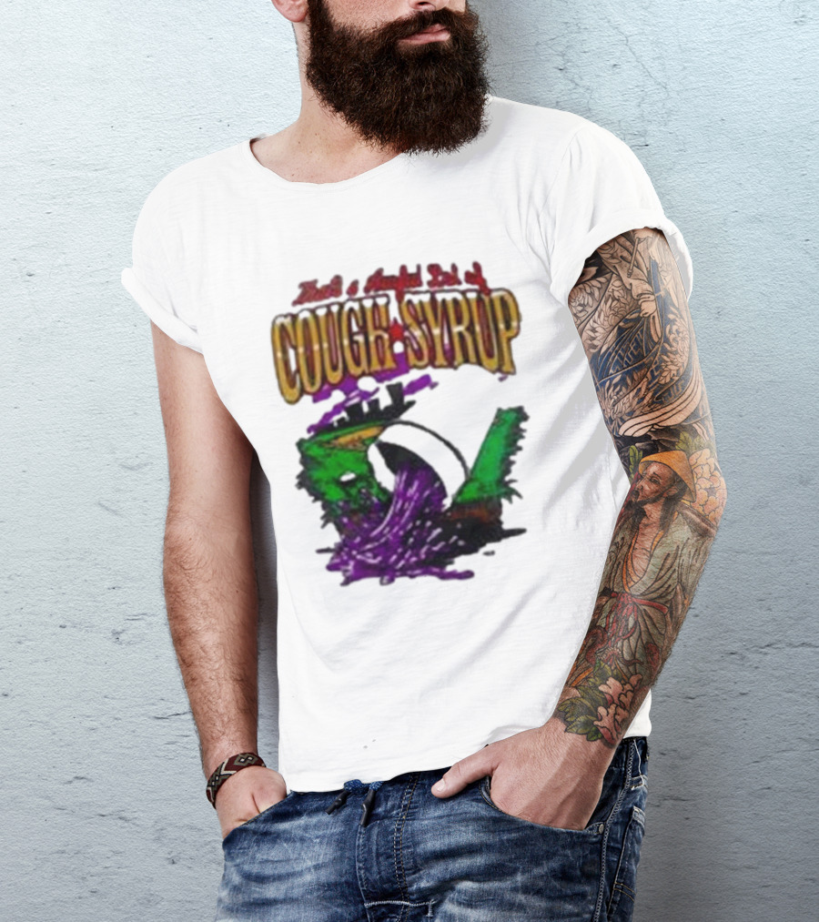 Baseball That’s A Awful Lot Of Cough Syrup Cityscape And Pouring Purple Liquid T-Shirt