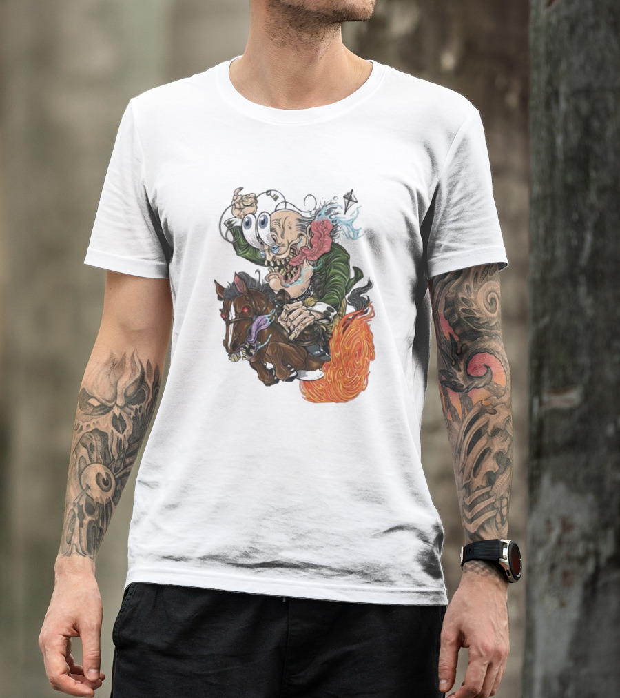 Ben Franklin Ben Finklin Trippy Surreal Horse Adventure T-Shirt