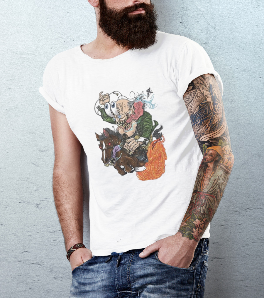 Ben Franklin Ben Finklin Trippy Surreal Horse Adventure T-Shirt