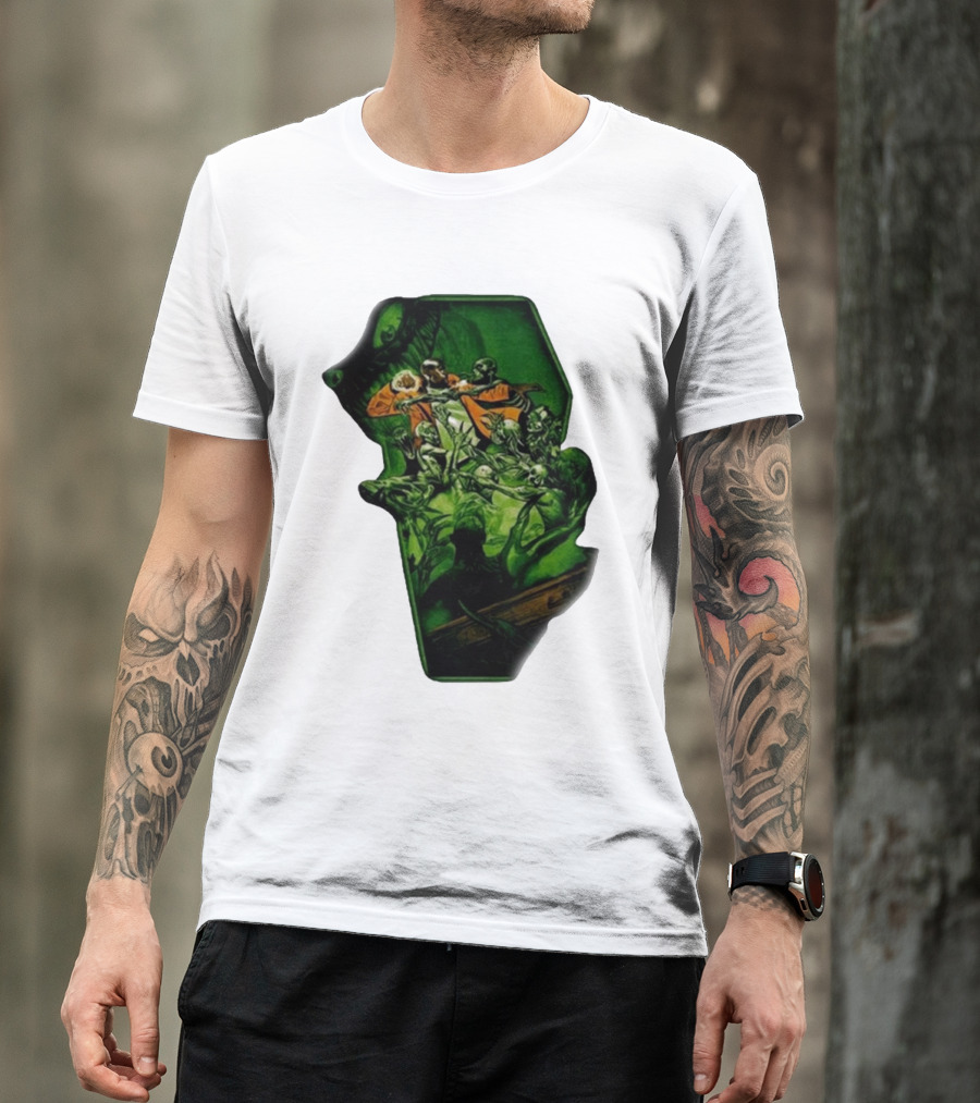 You Only Die 1nce SS Freddie Gibbs Zombie Battle Green Scene T-Shirt