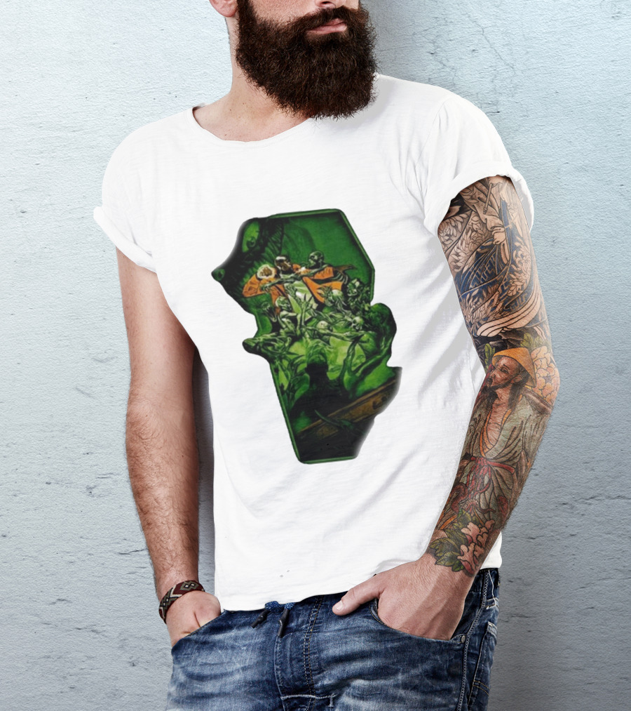 You Only Die 1nce SS Freddie Gibbs Zombie Battle Green Scene T-Shirt