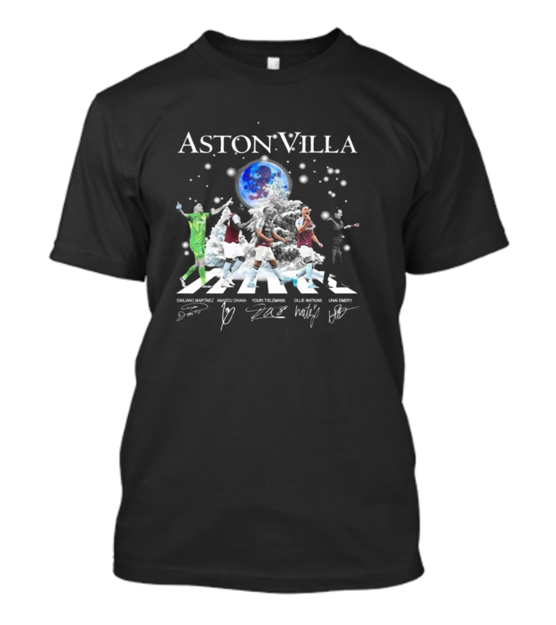 Aston Villa Abbey Road Emiliano Martinez Amadou Onana Youri Tielemans Ollie Watkins Unai Emery 2024 Signature T-Shirt